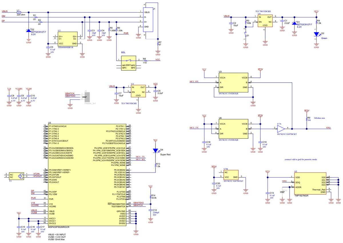 Schematic - Texas Instruments TMP1827EVM Evaluation Module (EVM) Schematic - Texas Instruments TMP1827EVM Evaluation Module (EVM)